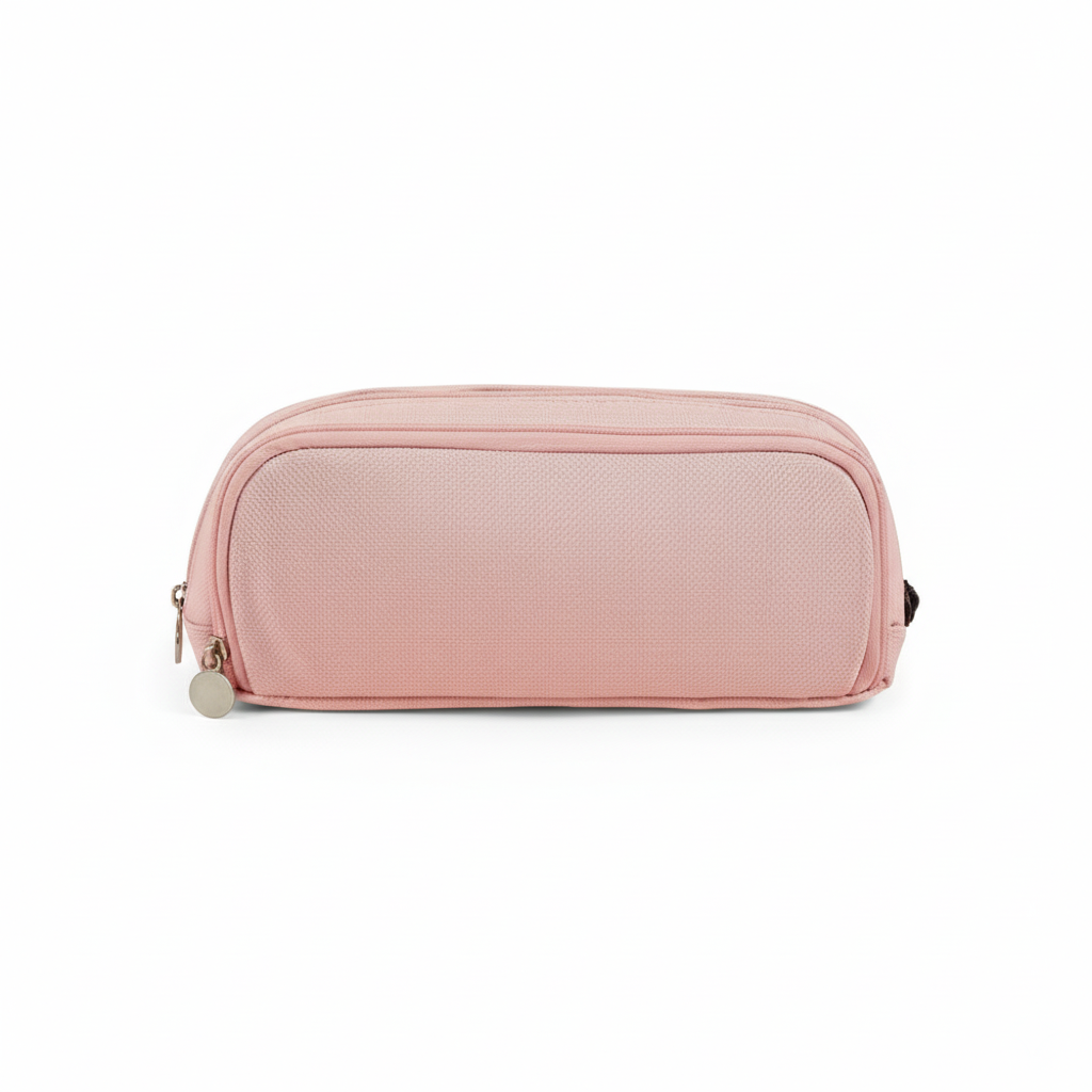 Estuche Escolar de Lona con Forro Interior y 3 Compartimientos, Gran Capacidad 23.5 cm, Organizador de Lápices y Material Escolar – Disponible en Rosa, Azul y Negro