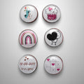 Pack 6 Imanes Burbuja San Valentín – 5 Diseños Especiales + 1 Personalizable con Fecha