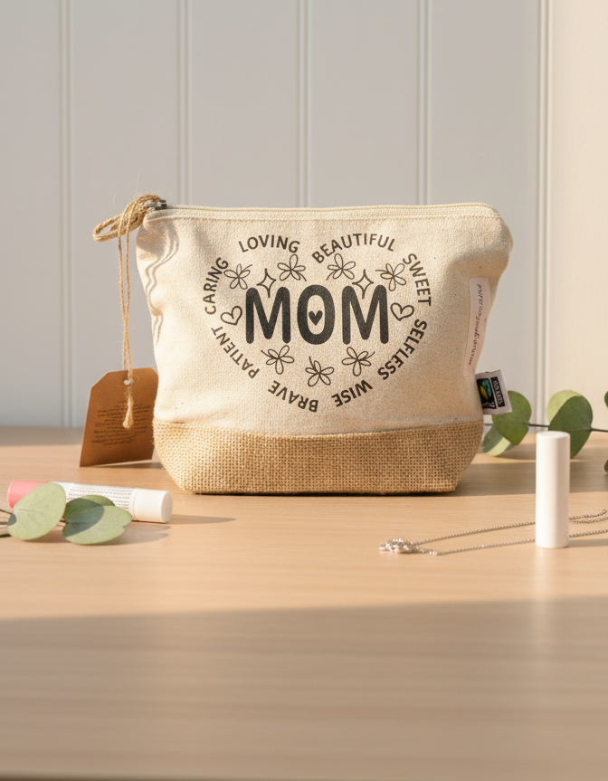 Neceser personalizable de algodón y yute Fairtrade – Ecológico, 21,5 cm