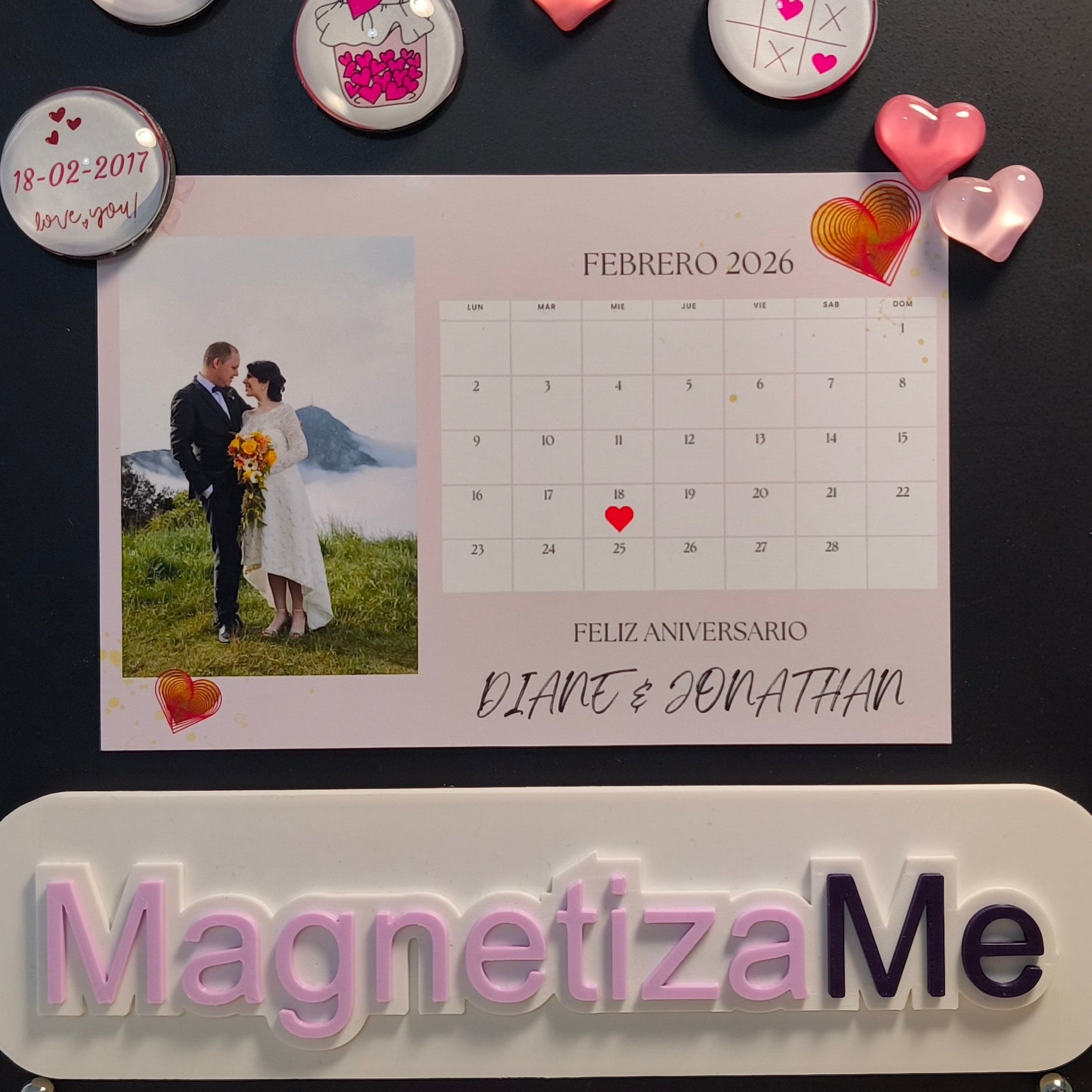 Imán Personalizado San Valentín con Foto y Calendario – Recuerdo de Amor 10×15 cm