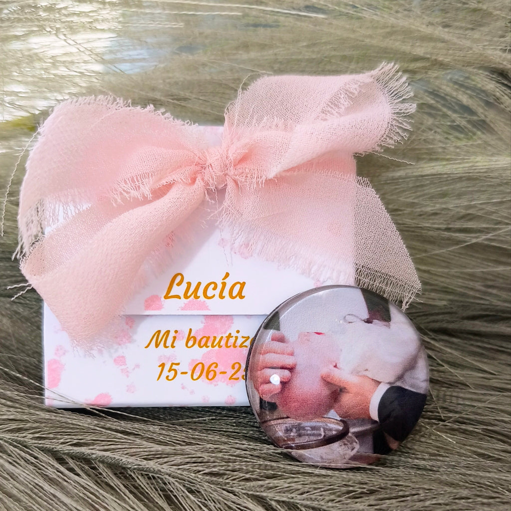 Pack Imanes burbuja Personalizados con Cajita – Detalles para Bautizo, Boda o Comunión