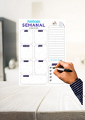 Planificador Semanal Magnético para Nevera – Pizarra Reutilizable A4 con 2 Rotuladores Imantados - Azul