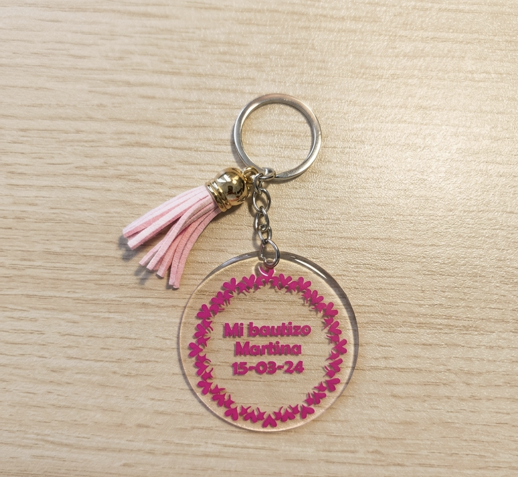 Llaveros acrílicos personalizados con resina 4,5 cm | Detalles para eventos (mín. 10 uds)