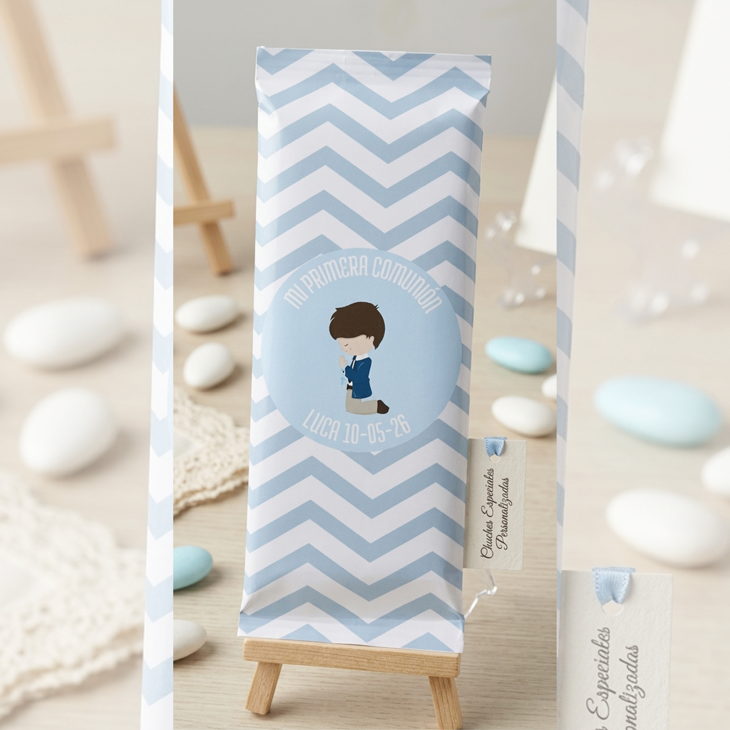 Detalles Personalizados para Bautizo y Comunión con Chuches – Recuerdos Dulces para Invitados con Nombre y Fecha | Pedido mínimo 10